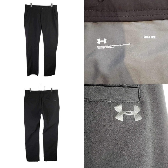 Under Armour UA Golf Pants Men's Straight Leg Chino Black Size 36x32 Performance - Picture 1 of 9